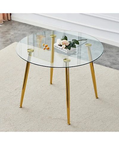 40" Glass Top Dining Table - Gold Legs Dt-1164