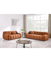 Streamdale Light Brown Boucle 3-Seater Marshmallow Sofa