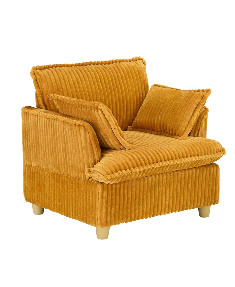 Streamdale Corduroy Sofa with Ottoman & Pillows - Living Room/Balcony/Study