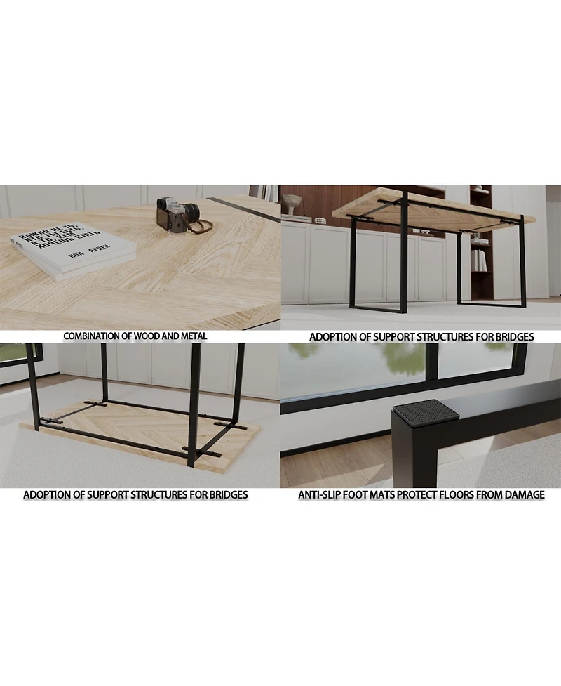 Streamdale 4-Piece Modern Dining Set 59" Light Wood Mdf Table with Suede Chairs