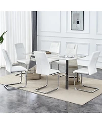 Streamdale Pandora Sintered Stone Table (63" L) with 6 Pu Chairs
