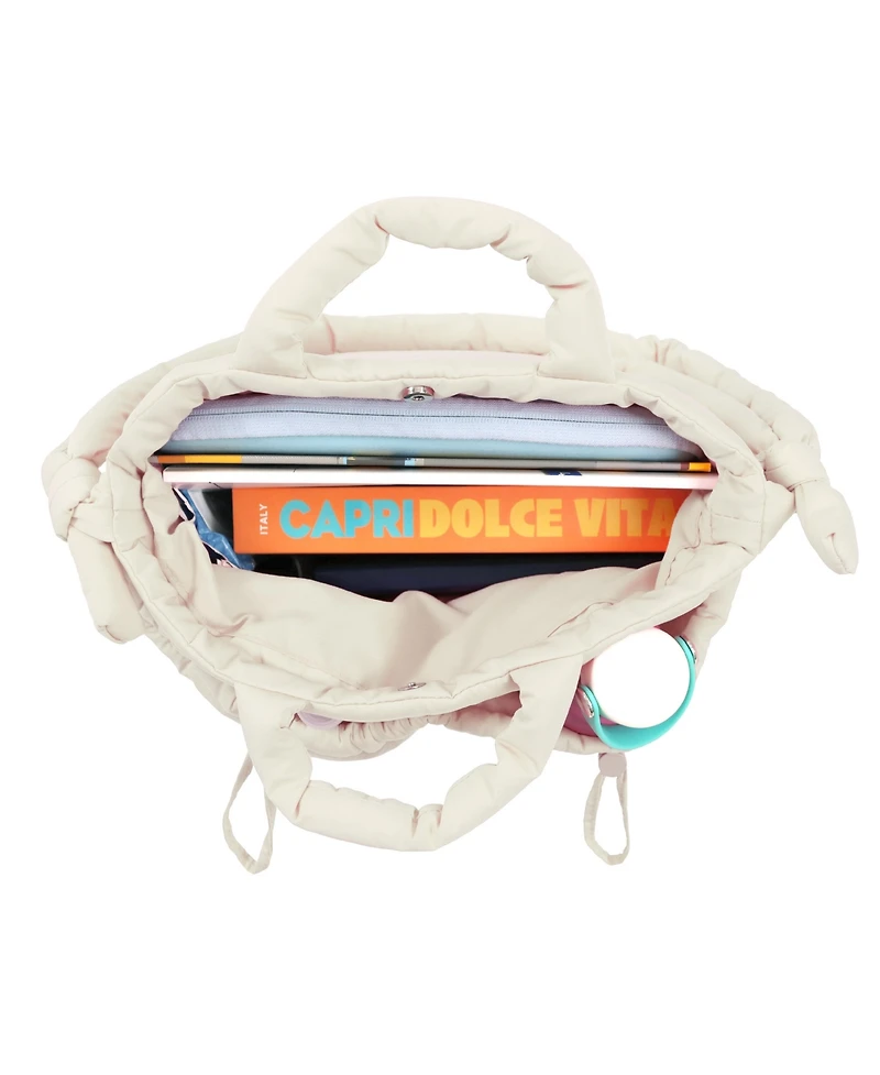 J World Puffy Convertible Tote with Adjustable Handles and Spacious Compartments