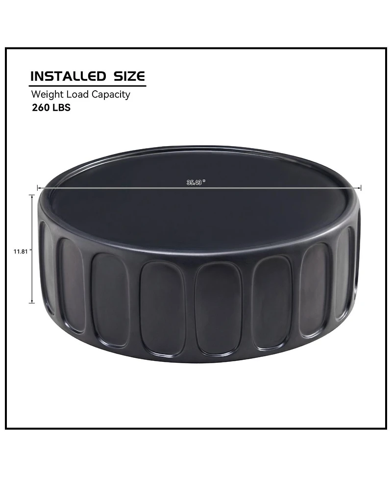 35" Modern Black Fiberglass Coffee Table