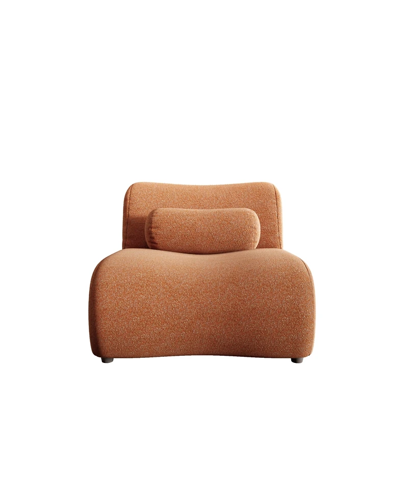 Streamdale Modern Chenille Sofa with Reclining Backrest and Pillows, Rust Orange