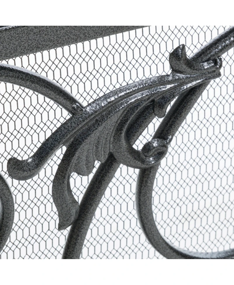 Streamdale Darcie Wrought Iron Fireplace Screen, Black Finish with Ornate Design