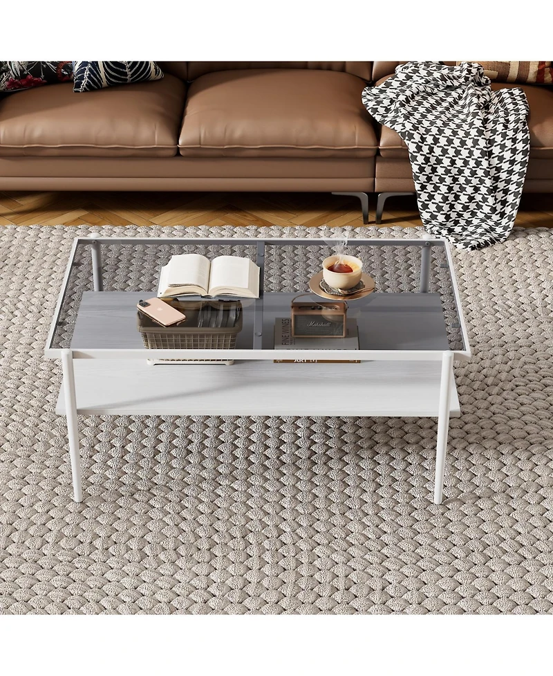 Streamdale Modern Coffee & End Tables Set, Glass & Mdf (Grey)