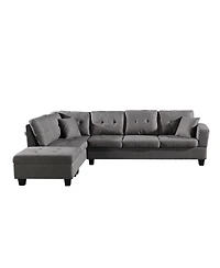 Streamdale Fabric left Chaise Living Room Sofa Set with Storage Ottoman