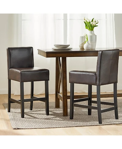 Streamdale 26-inch Brown Leather Counter stools (Set of 2)