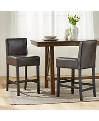 Streamdale 26-inch Brown Leather Counter stools (Set of 2)
