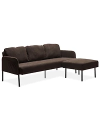 Streamdale Modern 3-Seater L-Shaped Sofa with Ottoman, Polyester Fabric