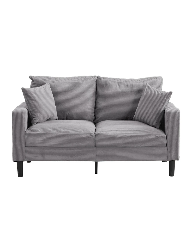 High Resilience 57" Loveseat Sofa, Modern Upholstered Sofa, Light Gray