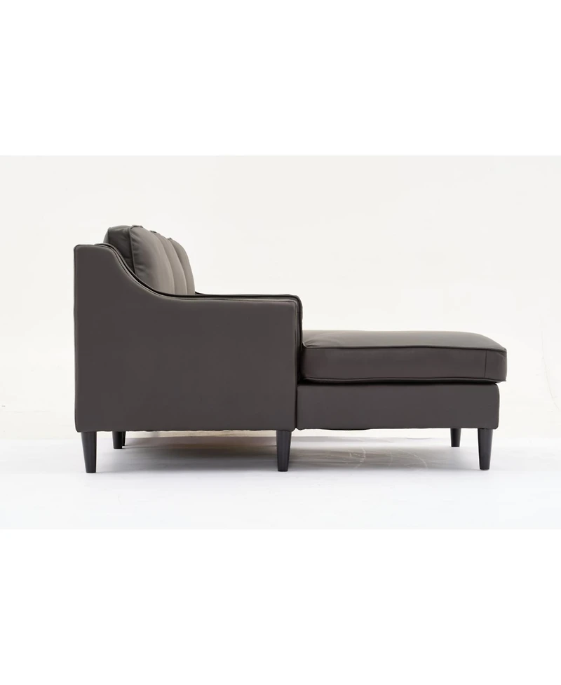 Streamdale 94.5 inch modern style L-shaped genuine leather sofa with chaise lounge, Left Chaise, Espresso