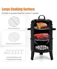 3-in-1 Charcoal Bbq Grill Cambo with Built-in Thermometer