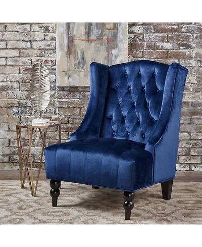 Streamdale Contemporary Wingback Chair with Diamond Stitching and Birch Wood Legs