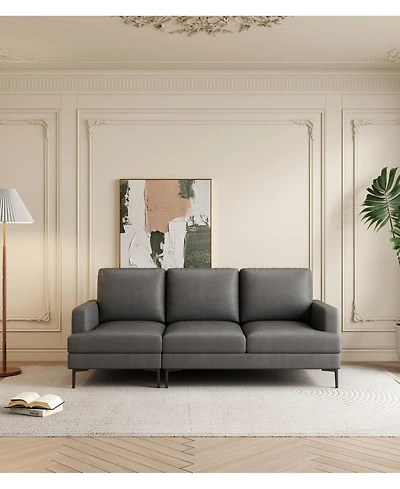 Sophisticated 77" Top Grain Leather Match Sofa with Usb and Type C Outlets