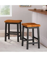 Streamdale Denise Austin Toluca Walnut Saddle Counter Stool - Set of 2