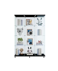 Streamdale 3 Door Glass Cabinet Glass Display Cabinet with 4 Shelves, Black