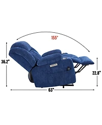 Streamdale Chenille Power Lift Recliner, Massage & Heat, Usb, Cup Holders