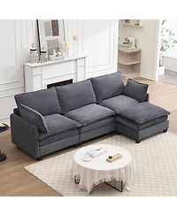 Streamdale Modular Velvet U-Shaped Sofa with Ottoman & Pillows