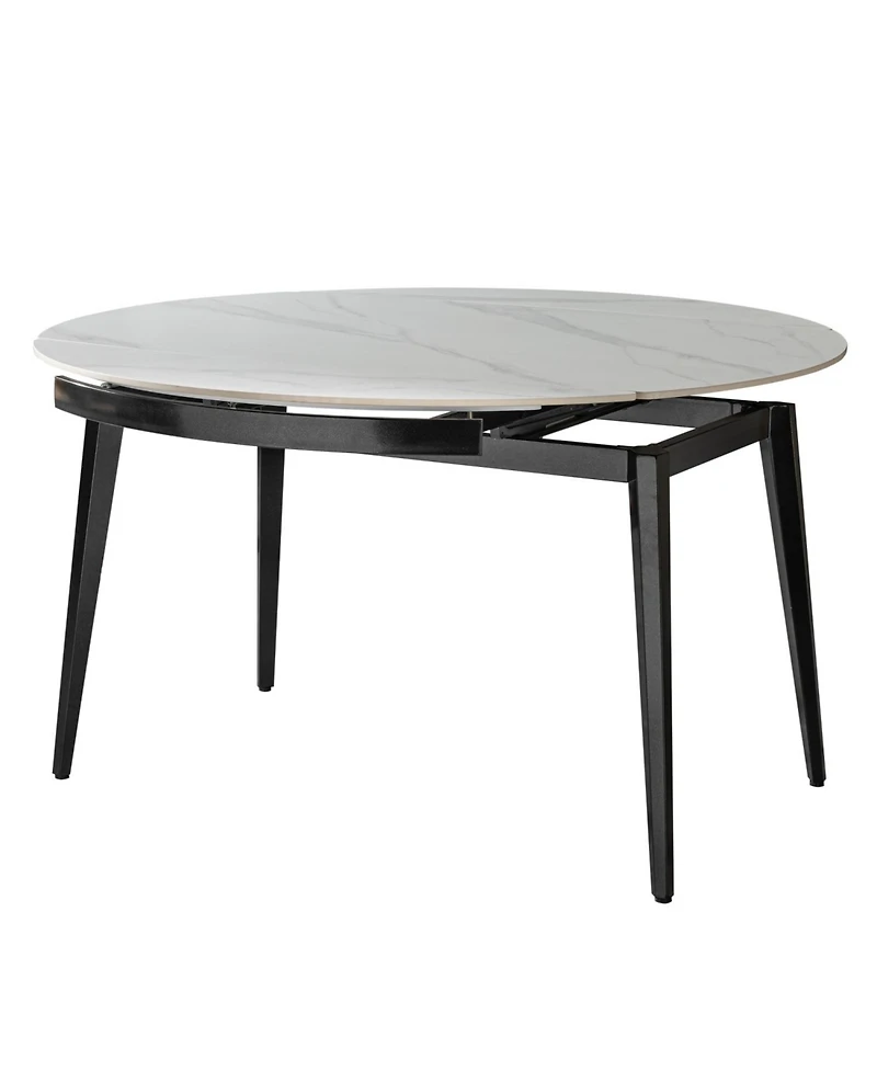 Streamdale 33.5" to 51.2" Extendable Sintered Stone Material Round White Dining Table
