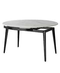 Streamdale 33.5" to 51.2" Extendable Sintered Stone Material Round White Dining Table