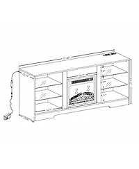 Streamdale Electric Fireplace Tv Stand with Glass Shelves (62" Max)