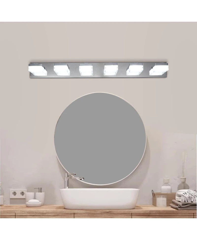 Streamdale Modern 6-Light Chrome Led Vanity Mirror Light Fixture For Bathrooms And Makeup Tables