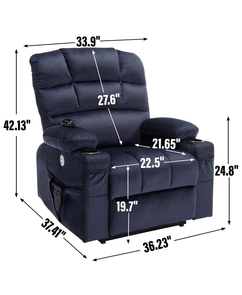 Streamdale Dual Motor Infinite Position Power Lift Recliner with Massage and Heat (350 lbs)