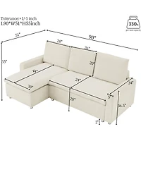 Streamdale L-Shaped Convertible Sofa Bed with Pull-Out Bed, Storage and Washable Covers
