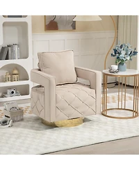 Streamdale Modern Velvet Accent Chair with Pillow and Tufted Button