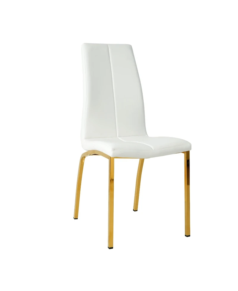 Streamdale Gold-Plated Pu Dining Chair with Upholstered Seat (Set of 4)