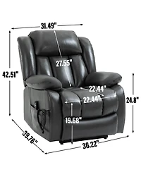 Streamdale Electric Grey Power Lift Recliner with Vibration Massage and Heating