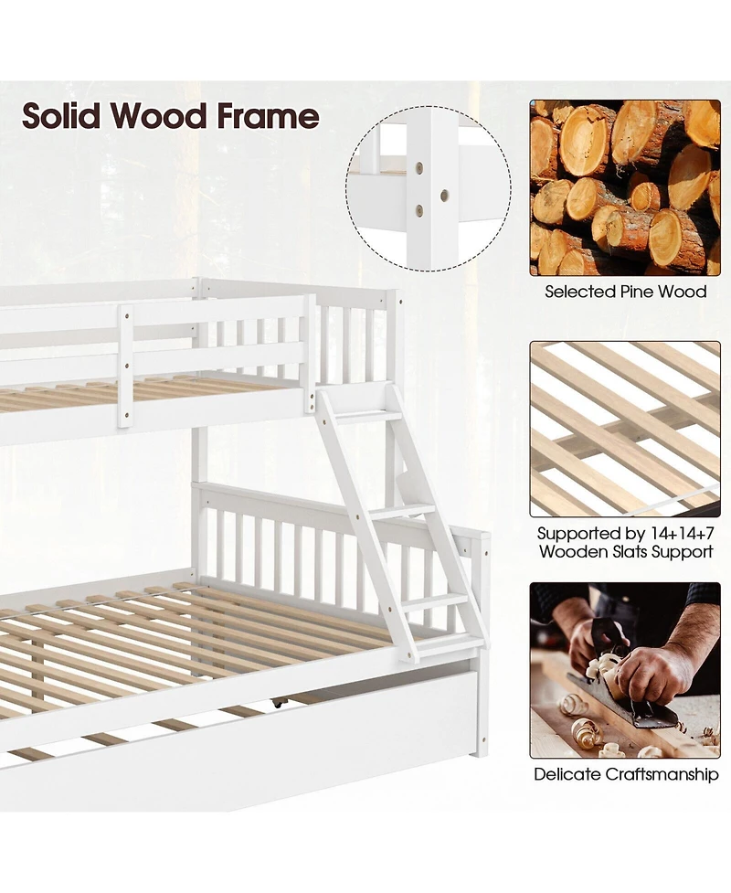 Twin Over Full Convertible Bunk Bed with Twin Trundle