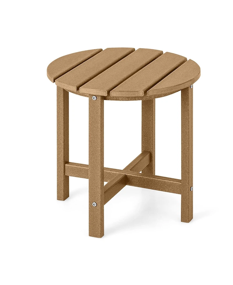 Set of 2 18 Inch Round Weather-Resistant Adirondack Side Tables-Brown