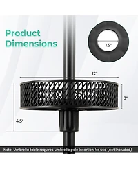 Patio Umbrella Table Tray Adjustable with Storage and Umbrella Poles