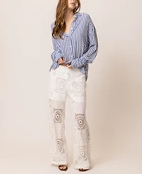 Line & Dot Women's Biva Quilted-Lace Pull-On Pants