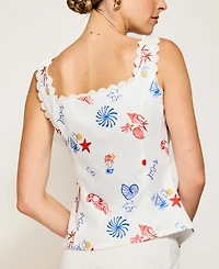 Line & Dot Women's Reeta Square-Neck Top Button-Front