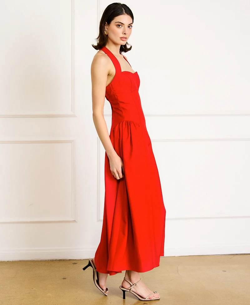 Line & Dot Women's Greta Halter Sleeveless Maxi Dress
