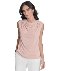 Calvin Klein Women's Sleeveless Mesh Drape-Neck Top