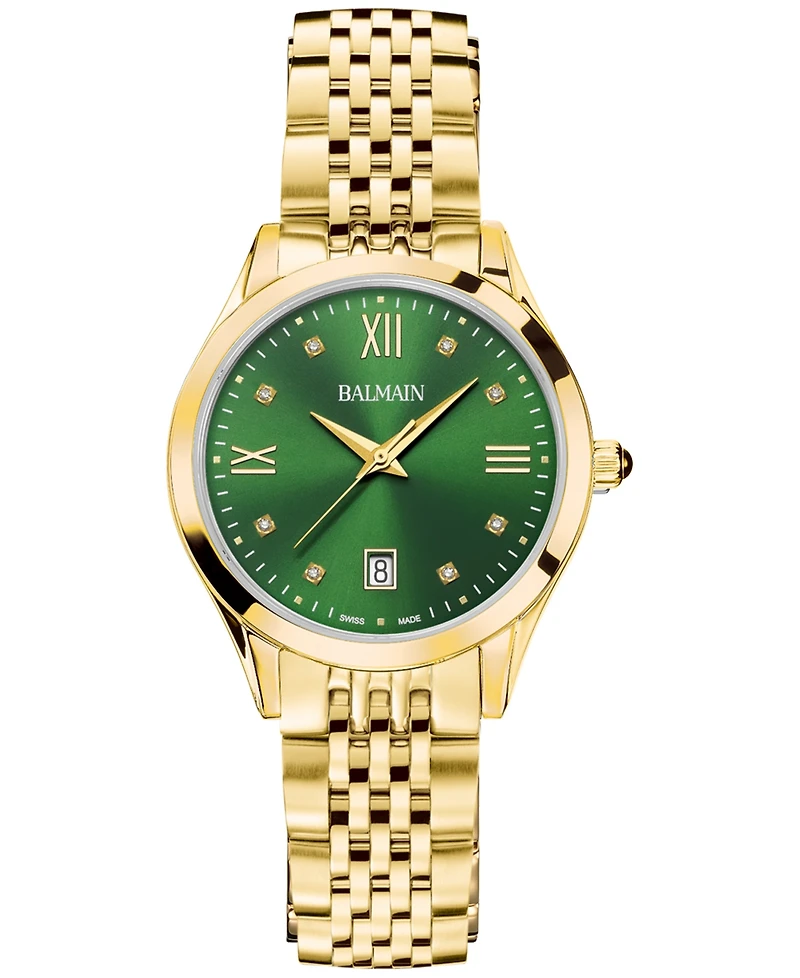 Balmain Women's Swiss Classic R Diamond Accent Gold Pvd Stainless Steel Bracelet Watch 34mm