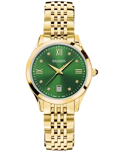 Balmain Women's Swiss Classic R Diamond Accent Gold Pvd Stainless Steel Bracelet Watch 34mm