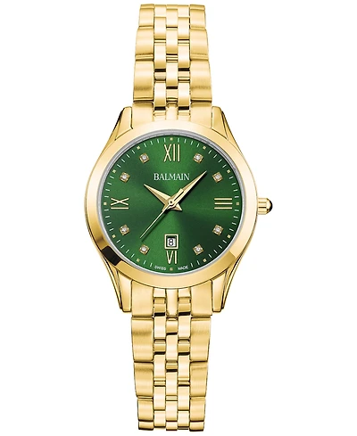 Balmain Women's Swiss Classic R Diamond Accent Gold Pvd Stainless Steel Bracelet Watch 30mm