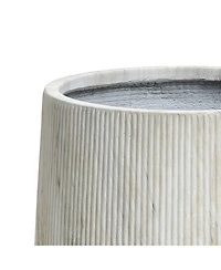 LuxenHome 2-Piece Marble Gray Ribbed Texture MgO Planter Set, Indoor and Outdoor