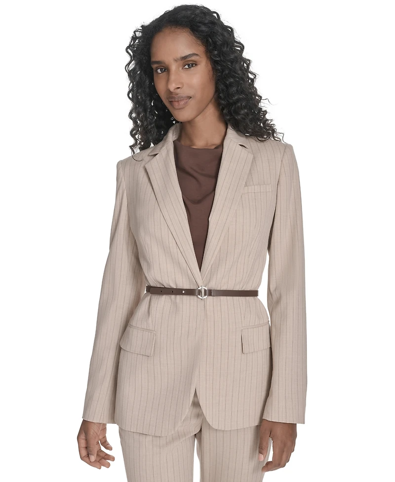 Calvin Klein Women's Belted Pinstripe Jacket