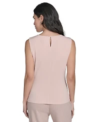 Calvin Klein Women's Sleeveless Pleat-Neck Knit Top
