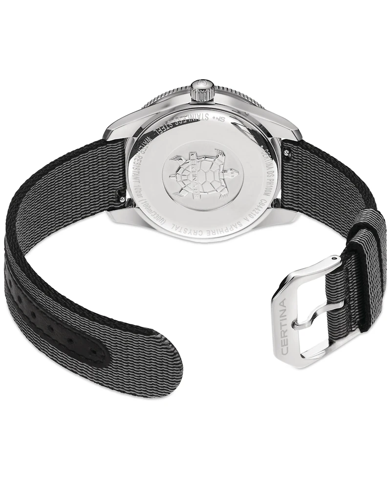 Certina Women's Swiss Ds Heritage Black Nylon Strap Watch 38mm