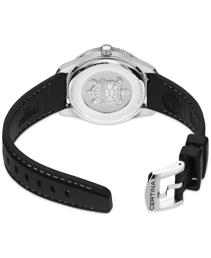 Certina Men's Swiss Ds Heritage Black Rubber Strap Watch 41mm