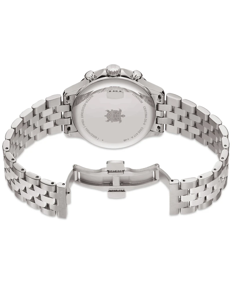 Certina Men's Swiss Chronograph Ds-8 Silver-Tone Titanium Bracelet Watch 41mm
