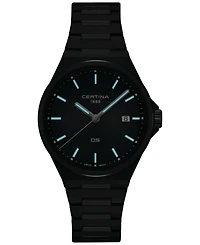 Certina Men's Swiss Ds-7 Black-Tone Stainless Steel Bracelet Watch 39mm