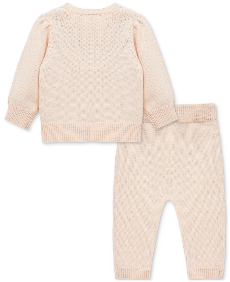 Little Me Baby Girls Floral Swag Cotton Sweater & Pants, 2 Piece Set